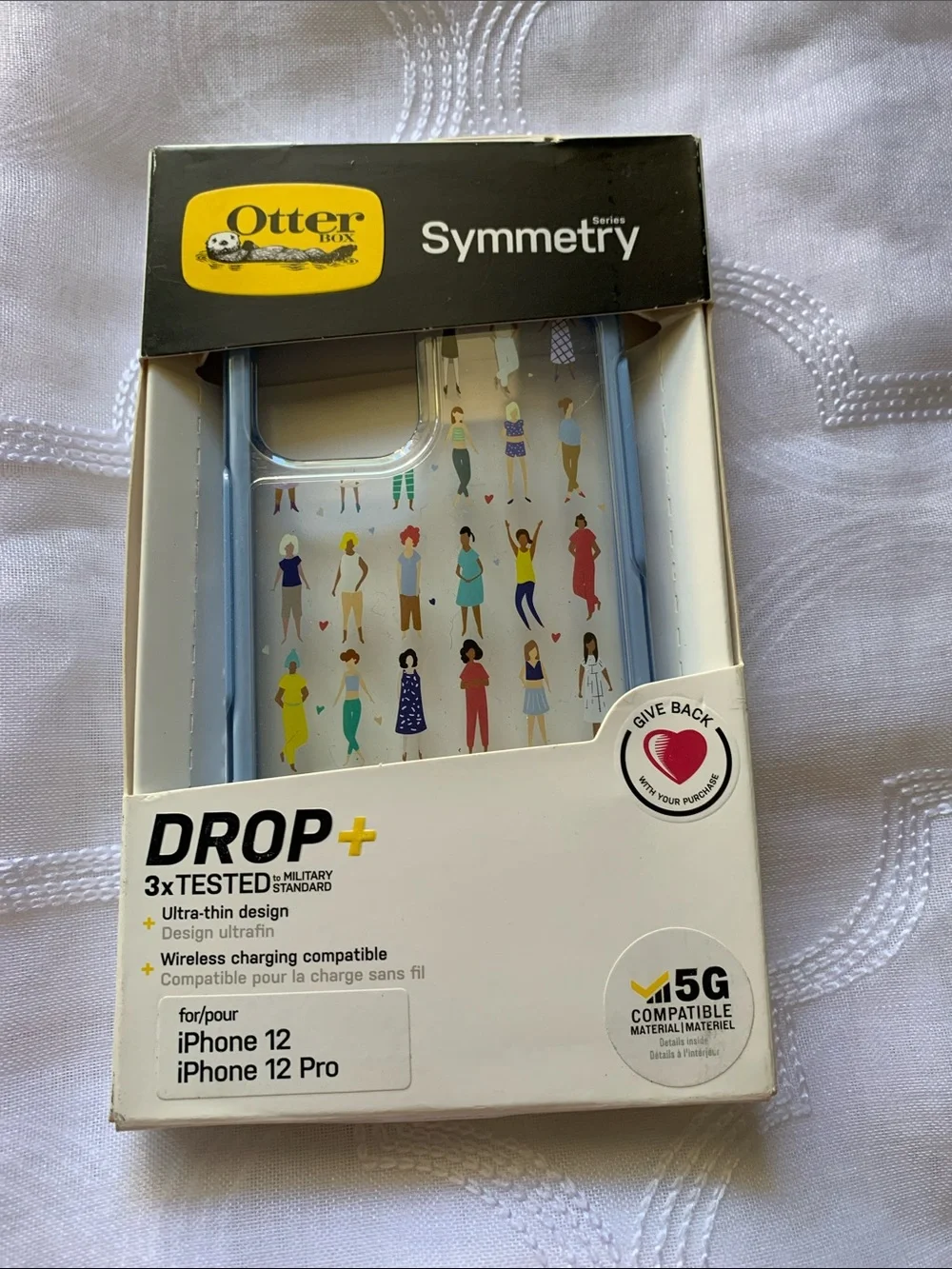 OtterBox Symmetry Series Clear Case with Blue Trim for iPhone 12 / 12 Pro